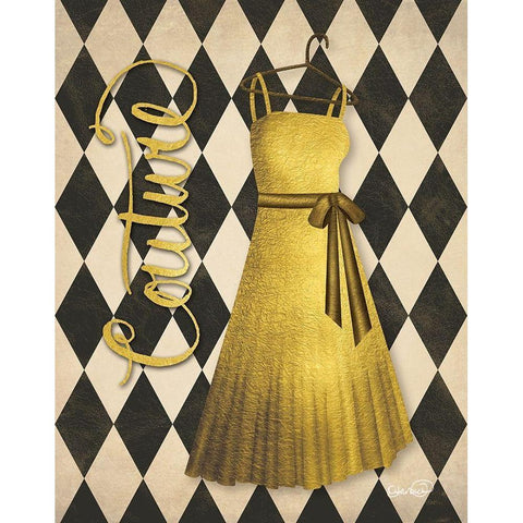 Gold Dress Couture White Modern Wood Framed Art Print by Harbick, N.