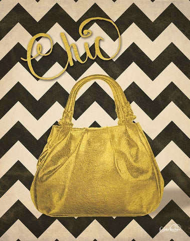 Gold Purse Chic White Modern Wood Framed Art Print with Double Matting by Harbick, N.