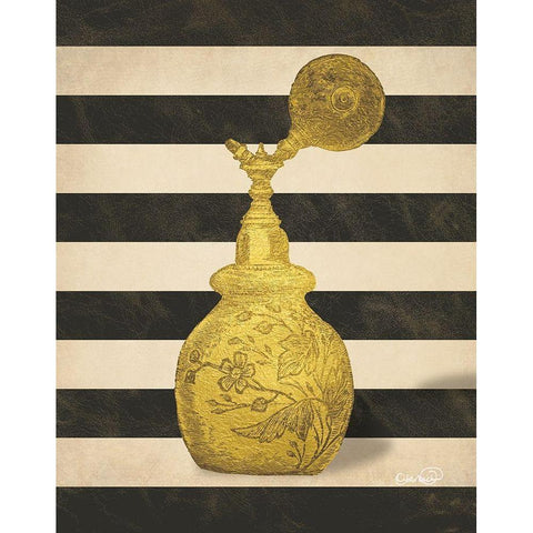 Vintage Gold Atomizer White Modern Wood Framed Art Print by Harbick, N.