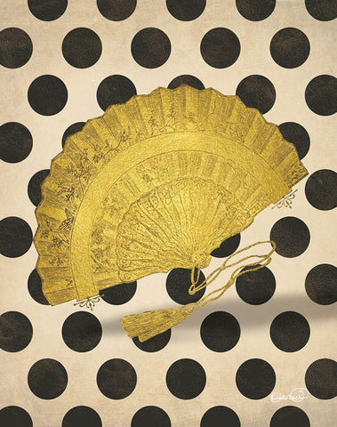 Vintage Gold Fan Black Ornate Wood Framed Art Print with Double Matting by Harbick, N.