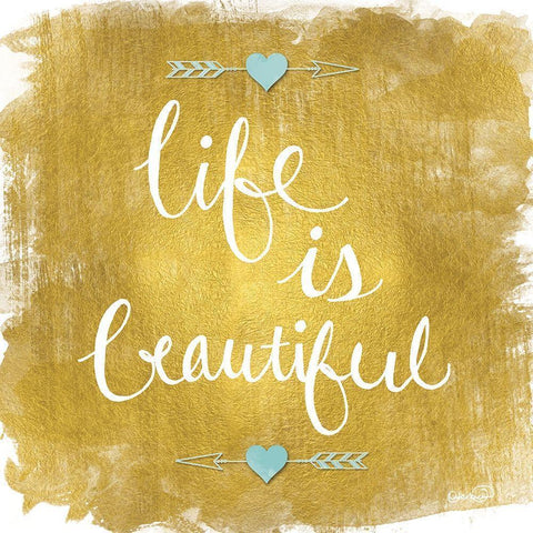 Life is Beautiful Gold Ornate Wood Framed Art Print with Double Matting by Harbick, N.