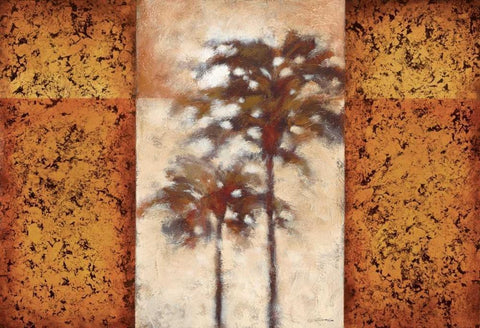 Sunset Palms II White Modern Wood Framed Art Print with Double Matting by Lee, Scott