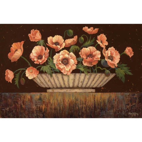 Elegant Poppies Gold Ornate Wood Framed Art Print with Double Matting by Jeffrey, Jillian