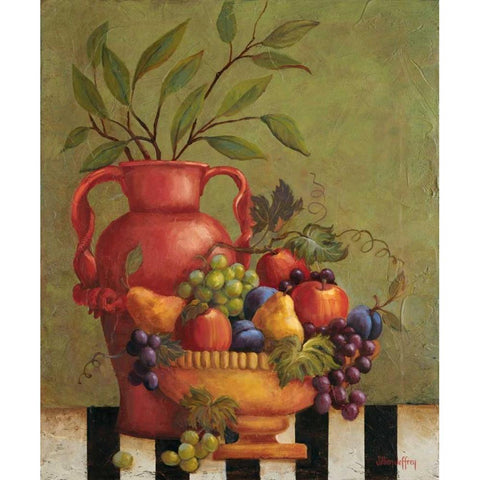 Fresco Fruit I Black Modern Wood Framed Art Print with Double Matting by Jeffrey, Jillian