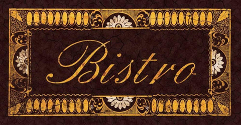 Bistro Black Ornate Wood Framed Art Print with Double Matting by Jones, Catherine