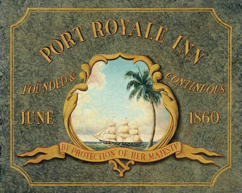 Port Royale Inn Black Ornate Wood Framed Art Print with Double Matting by Jones, Catherine