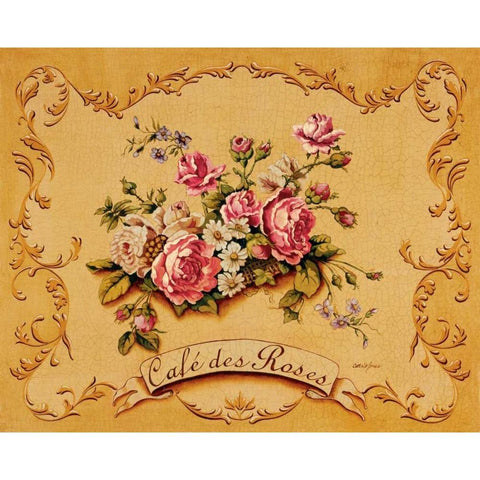 Cafe des Roses White Modern Wood Framed Art Print by Jones, Catherine