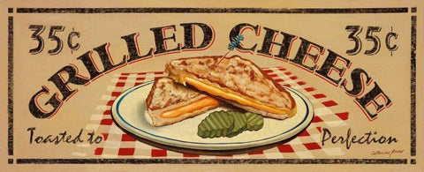 Grilled Cheese Black Ornate Wood Framed Art Print with Double Matting by Jones, Catherine