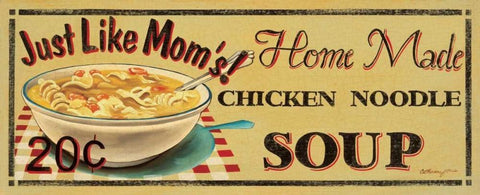 Chicken Noodle Soup White Modern Wood Framed Art Print with Double Matting by Jones, Catherine