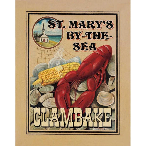 Clam Bake White Modern Wood Framed Art Print by Jones, Catherine