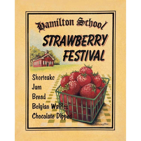 Strawberry Festival White Modern Wood Framed Art Print by Jones, Catherine