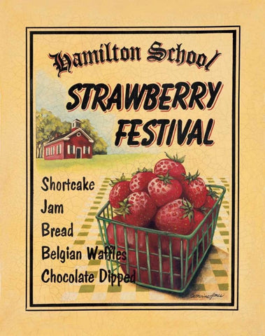 Strawberry Festival Black Ornate Wood Framed Art Print with Double Matting by Jones, Catherine