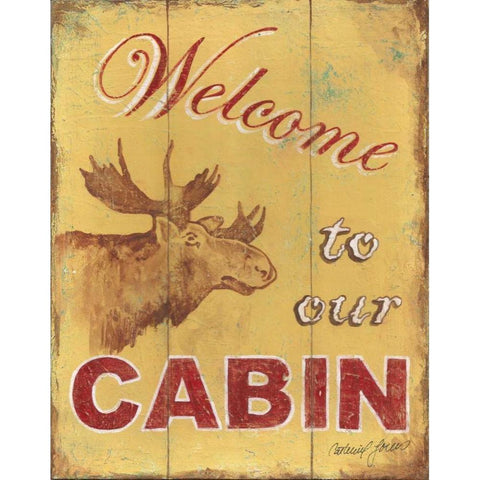 Cabin Welcome White Modern Wood Framed Art Print by Jones, Catherine