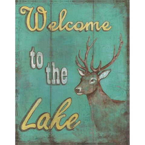 Lake Welcome Gold Ornate Wood Framed Art Print with Double Matting by Jones, Catherine