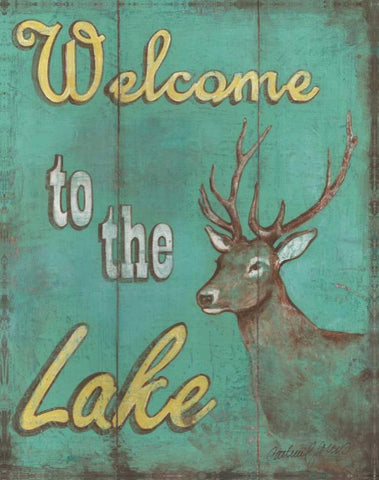 Lake Welcome Black Ornate Wood Framed Art Print with Double Matting by Jones, Catherine