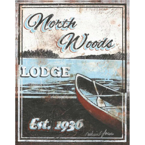 North Woods Lodge White Modern Wood Framed Art Print by Jones, Catherine