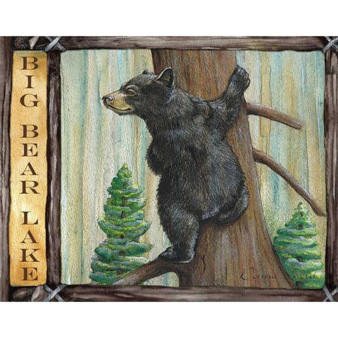 Lodge Bear White Modern Wood Framed Art Print by Knold, Donna