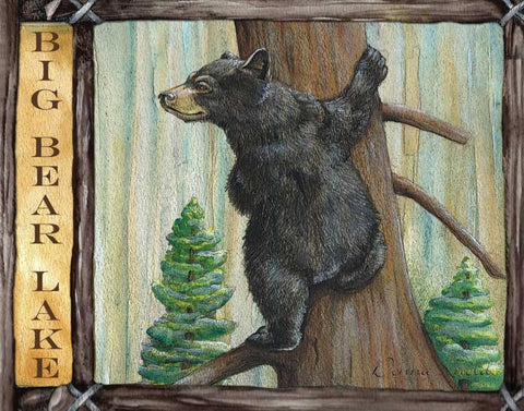 Lodge Bear Black Ornate Wood Framed Art Print with Double Matting by Knold, Donna