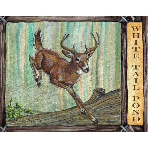 Lodge Deer White Modern Wood Framed Art Print by Knold, Donna