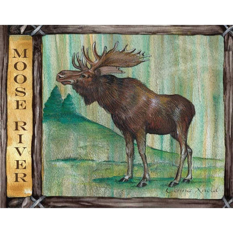 Lodge Moose White Modern Wood Framed Art Print by Knold, Donna