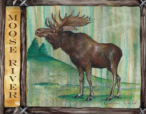 Lodge Moose Black Ornate Wood Framed Art Print with Double Matting by Knold, Donna