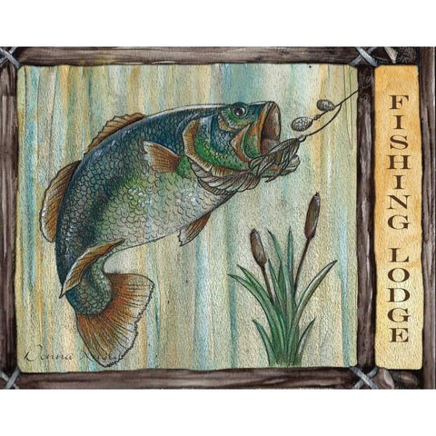 Lodge Fish White Modern Wood Framed Art Print by Knold, Donna