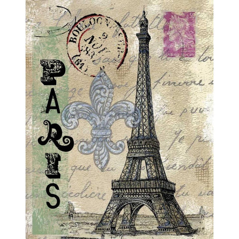 Travel Paris Black Modern Wood Framed Art Print with Double Matting by Knold, Donna