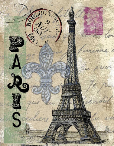 Travel Paris White Modern Wood Framed Art Print with Double Matting by Knold, Donna