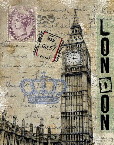 Travel London White Modern Wood Framed Art Print with Double Matting by Knold, Donna