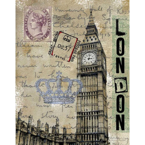 Travel London White Modern Wood Framed Art Print by Knold, Donna