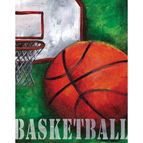 Basketball White Modern Wood Framed Art Print by Knold, Donna