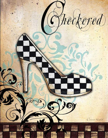 Checkered Black Ornate Wood Framed Art Print with Double Matting by Knold, Donna