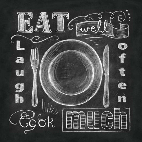 Kitchen Chalk I Black Ornate Wood Framed Art Print with Double Matting by Knold, Donna