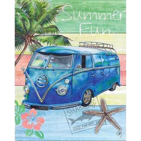 Summer Splash Van White Modern Wood Framed Art Print by K, Onna