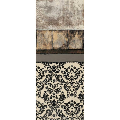 Natures Damask Panel II Black Modern Wood Framed Art Print with Double Matting by Kime, John