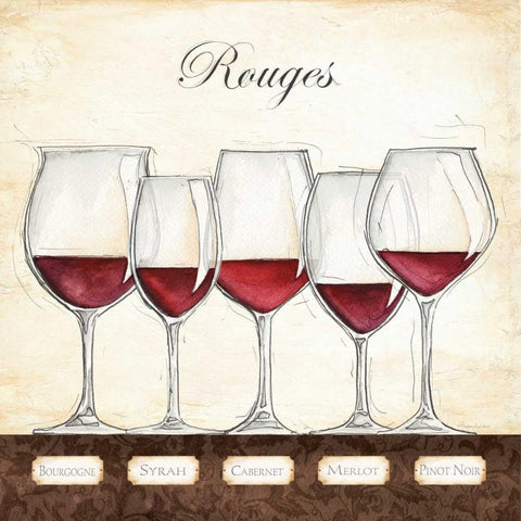 Les Vins Rouges White Modern Wood Framed Art Print by Laliberte, Andrea