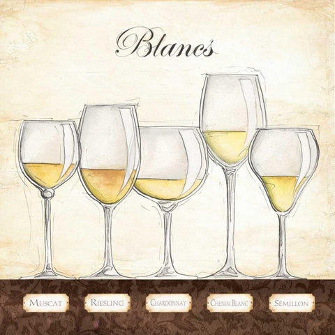 Les Vins Blancs Gold Ornate Wood Framed Art Print with Double Matting by Laliberte, Andrea