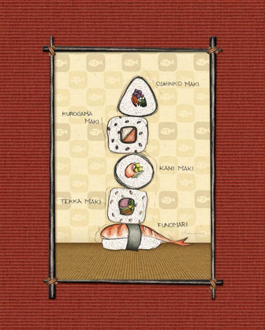 Sushi I White Modern Wood Framed Art Print with Double Matting by Laliberte, Andrea