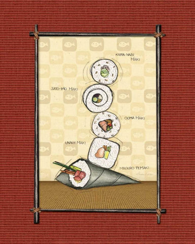 Sushi II White Modern Wood Framed Art Print with Double Matting by Laliberte, Andrea