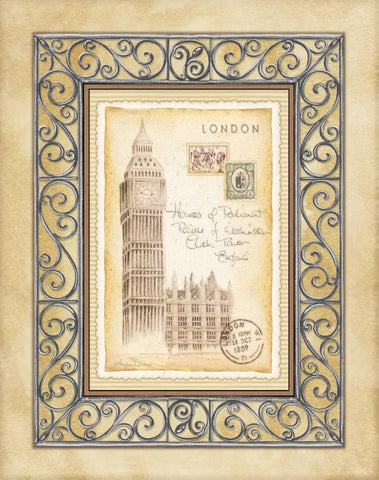 London Postcard White Modern Wood Framed Art Print with Double Matting by Laliberte, Andrea