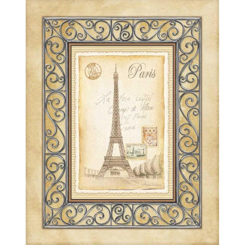 Paris Postcard Black Modern Wood Framed Art Print with Double Matting by Laliberte, Andrea