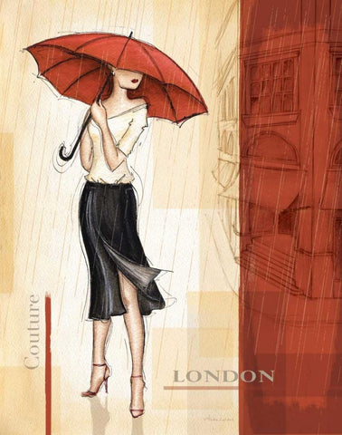 Rain London White Modern Wood Framed Art Print with Double Matting by Laliberte, Andrea