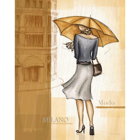 Rain Milano Black Modern Wood Framed Art Print with Double Matting by Laliberte, Andrea