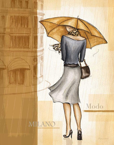 Rain Milano Black Ornate Wood Framed Art Print with Double Matting by Laliberte, Andrea