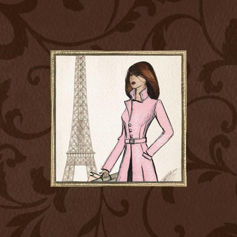 Paris in Pink Black Modern Wood Framed Art Print with Double Matting by Laliberte, Andrea