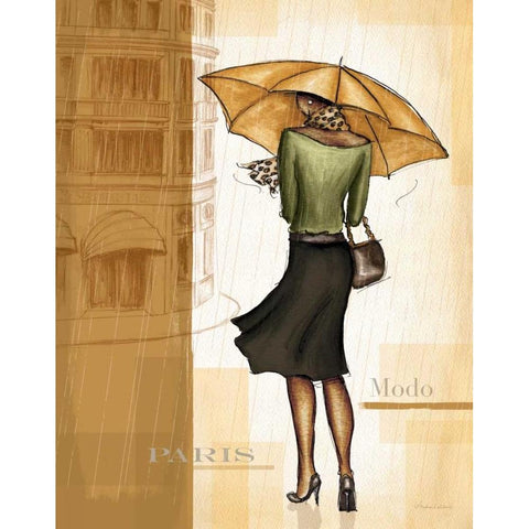 Golden Rain Paris Black Modern Wood Framed Art Print with Double Matting by Laliberte, Andrea