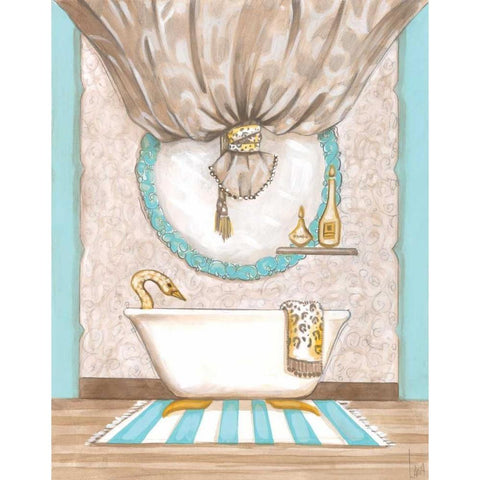 Bathroom Elegance I Gold Ornate Wood Framed Art Print with Double Matting by Laurencon