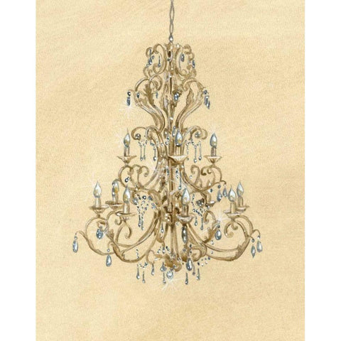 Elegant Chandelier I White Modern Wood Framed Art Print by Laurencon