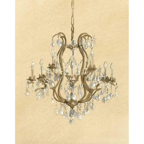 Elegant Chandelier II White Modern Wood Framed Art Print by Laurencon