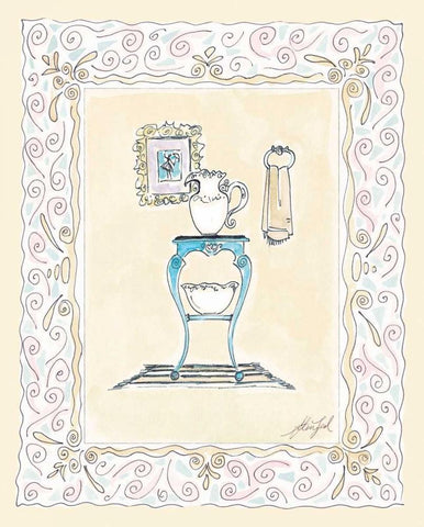 Toilette III White Modern Wood Framed Art Print with Double Matting by Leal, Steve